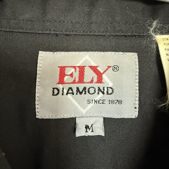 VTG Ely Diamond Western Shirt Mens M Black Embroidered Eagle Pearl Snap Rodeo - Picture 5 of 8